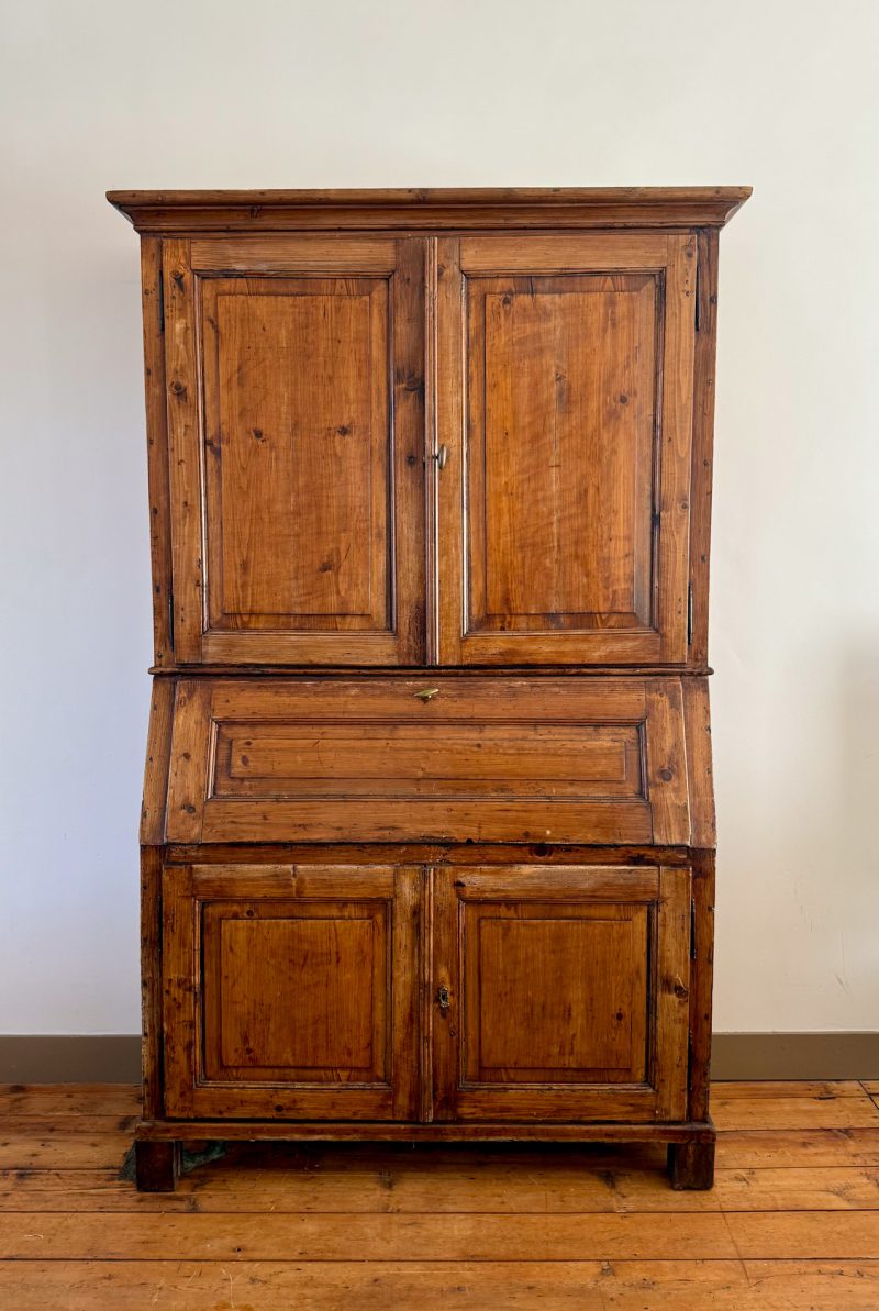 19th-Century Pine Writing Desk Cabinet