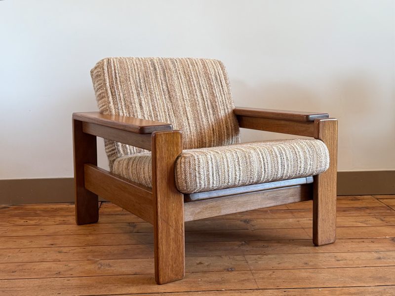 Brutalist oak lounge chair