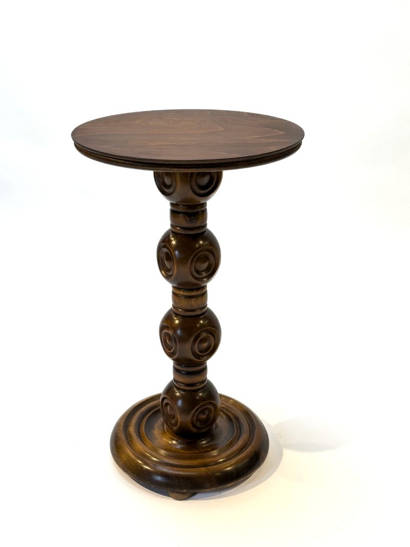 Wooden Pedestal Side Table – in the Manner of Charles Dudouyt